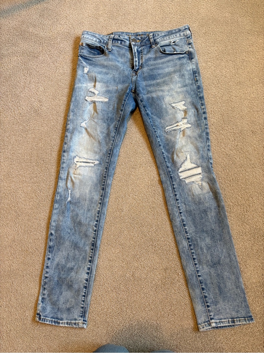 American Eagle  Light Blue Slim Straight Distressed Jeans